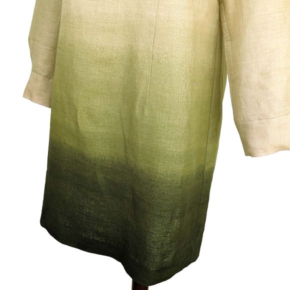 Jones New York Women's MED 100% Linen Tan Shift Dress Green Ombre - Picture 5 of 9
